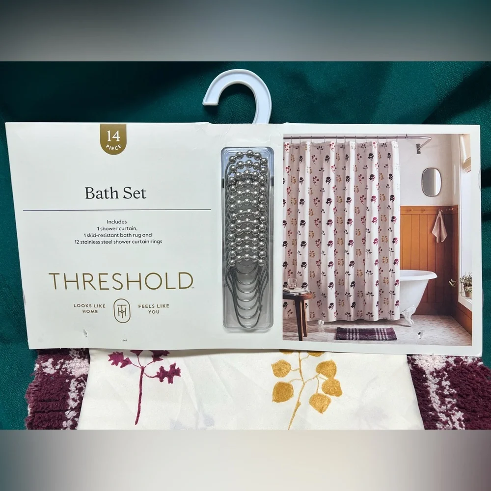 Shower curtain and mat and Bath Towel bundle